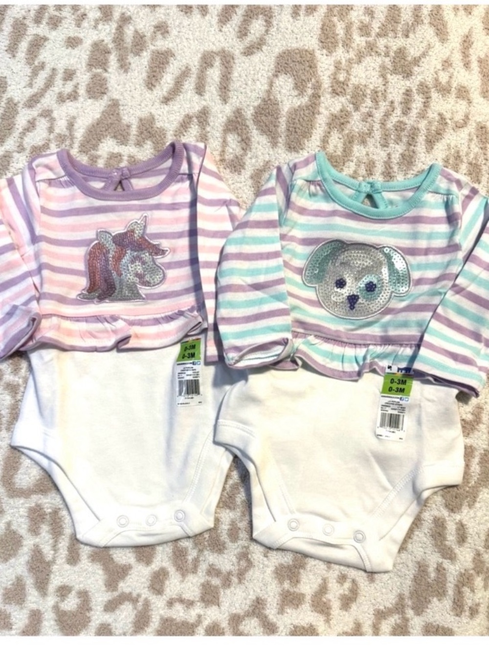 Garanimals Purple and Green Striped Bodysuit Set